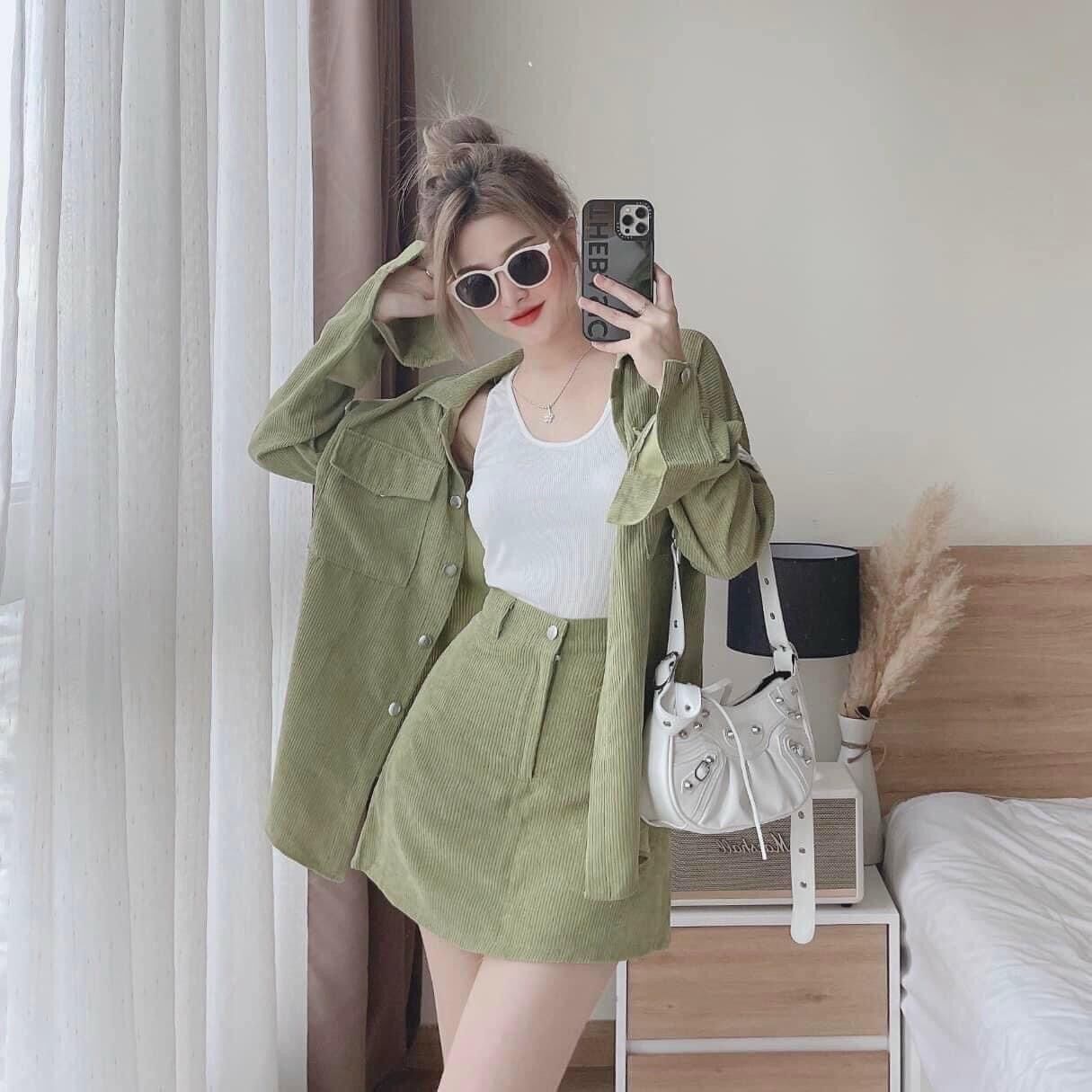 SÉT VÁY 3 MÓN NHUNG TĂM SẴN HÀNG FULL SIZE TL92