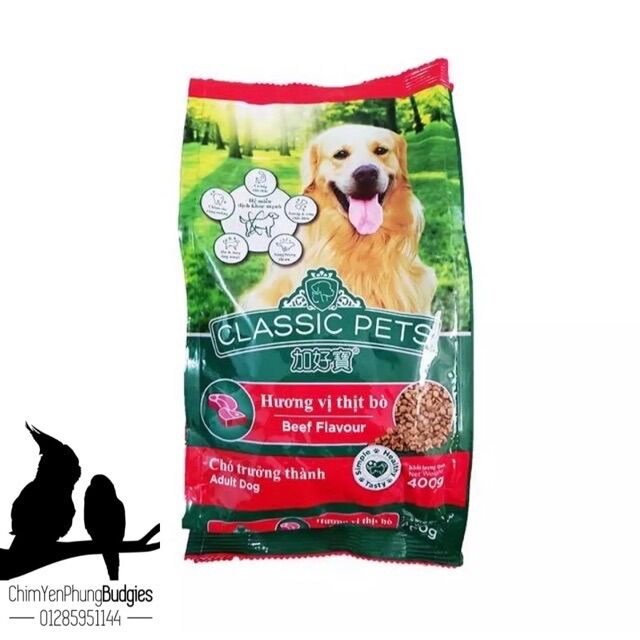 Thức ăn hạt cho chó classic pets 400g vị bò dành cho chó lớn