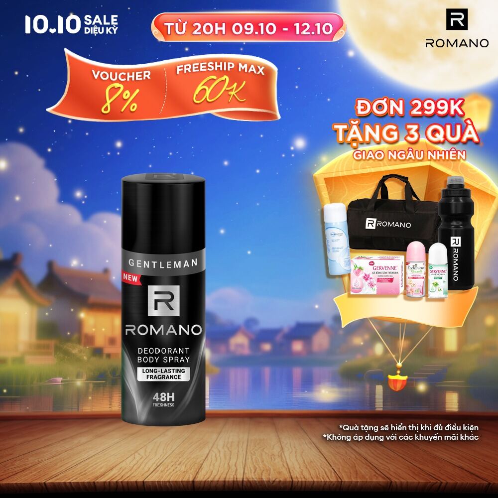 Xịt khử mùi toàn thân Romano Gentleman 150ml
