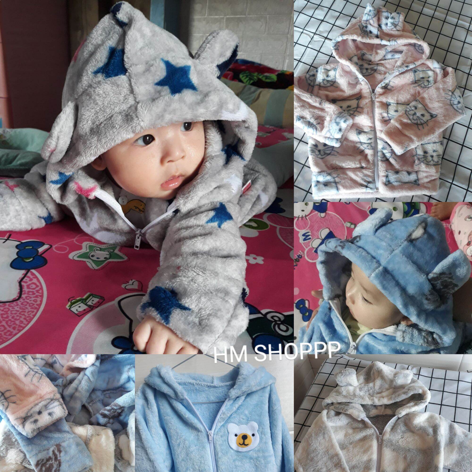 Áo Khoác Lông Có Mũ Tai gấu cho bé 7-18kg (Ảnh thật shop tự chụp nhé)