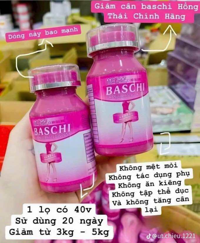 Hỗ trợ giảm cân Baschi Hồng slimming giành cho cơ địa chai lì hàng chính hãng Thái Lan