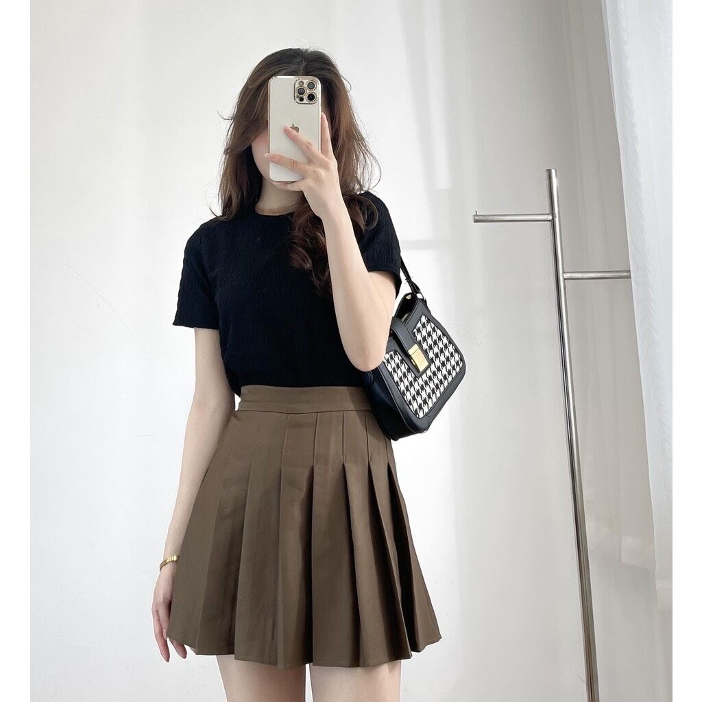 Áo Xốp Nhăn Cổ Tròn Dáng Vừa Cho Nữ