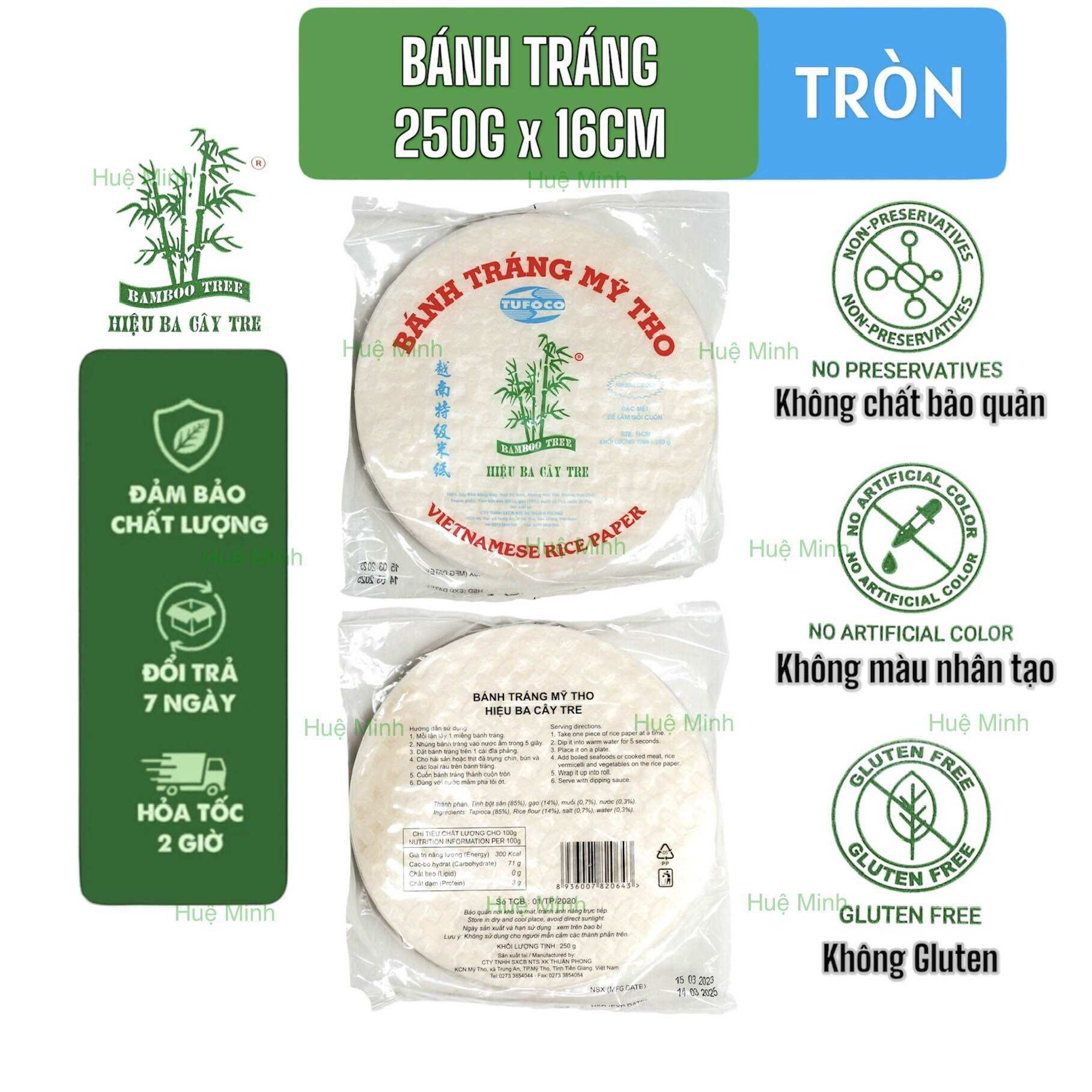 Bánh tráng ba cây tre loại tròn 16cm 250g