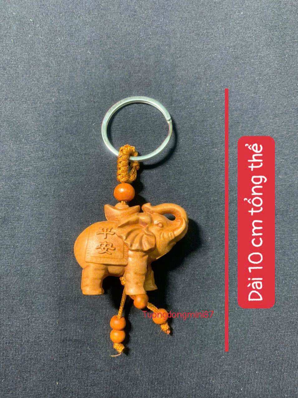 Móc khoá gỗ chú voi may mắn