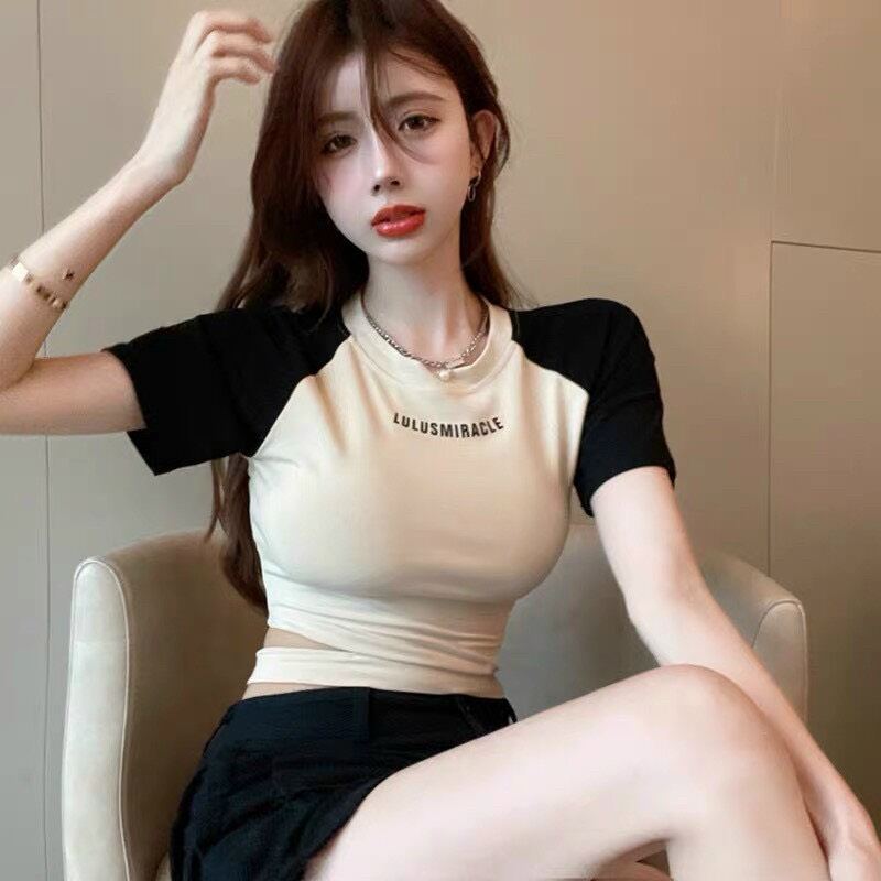 ] áo croptop phối tay màu đẹp xinh boong store