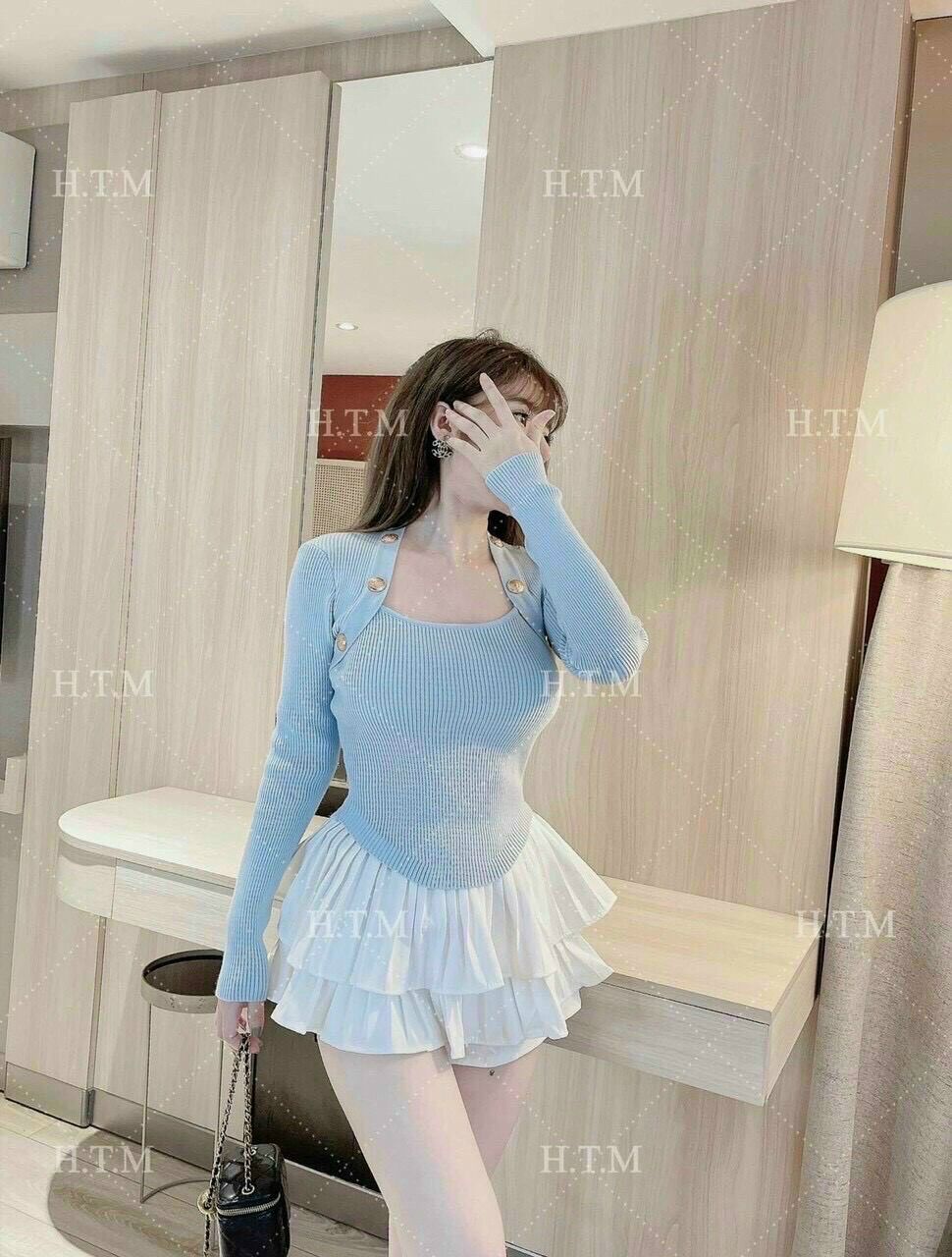 Áo thun gân tay dài viền 2 nút bên BG