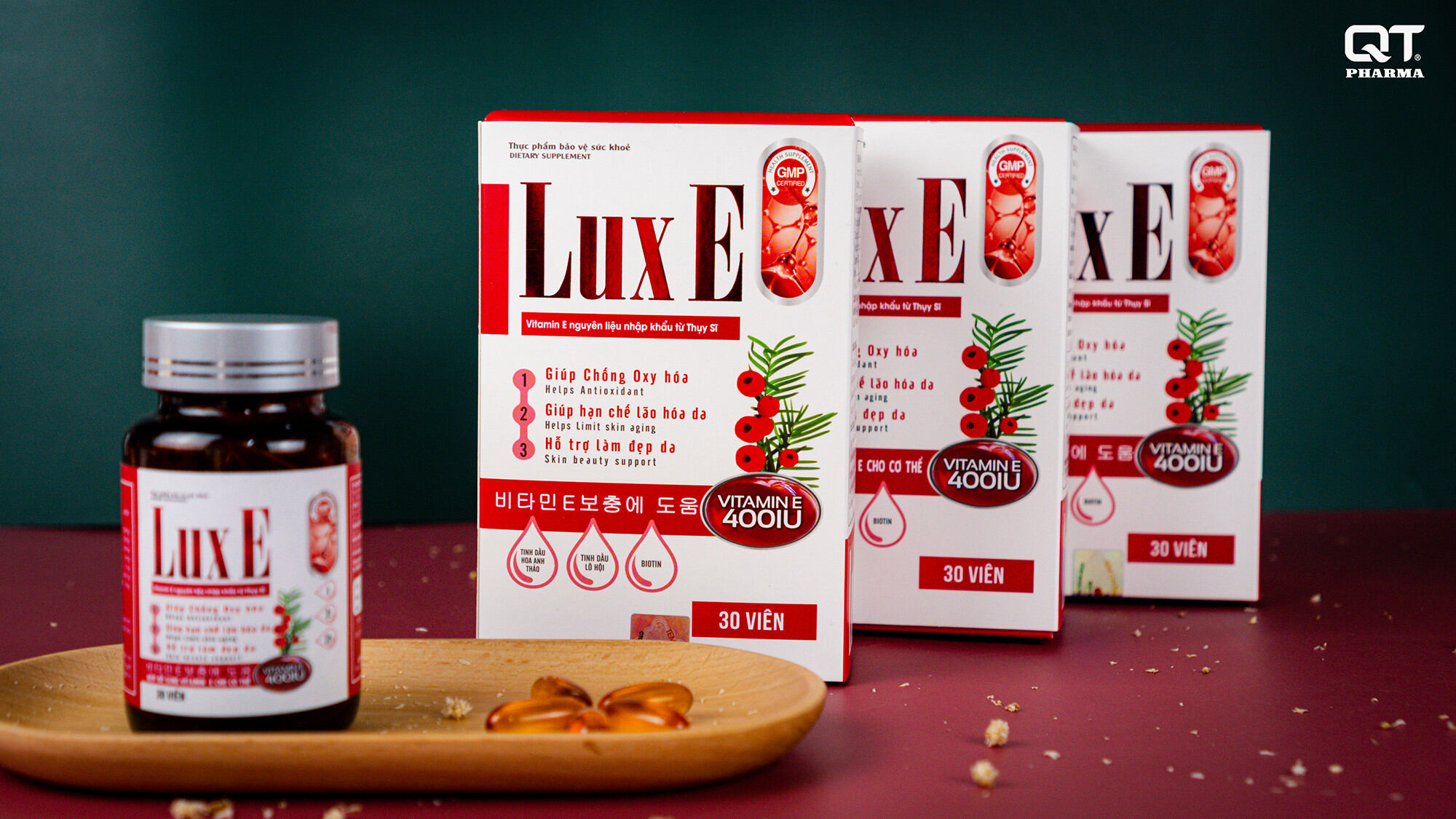 Lux E, vitamin E , đẹp da, chống lão hoá lọ 30viên