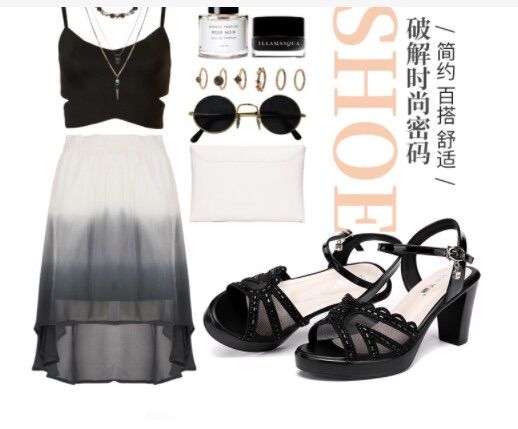 Giày sandal gót vuông đính đá cao 7p