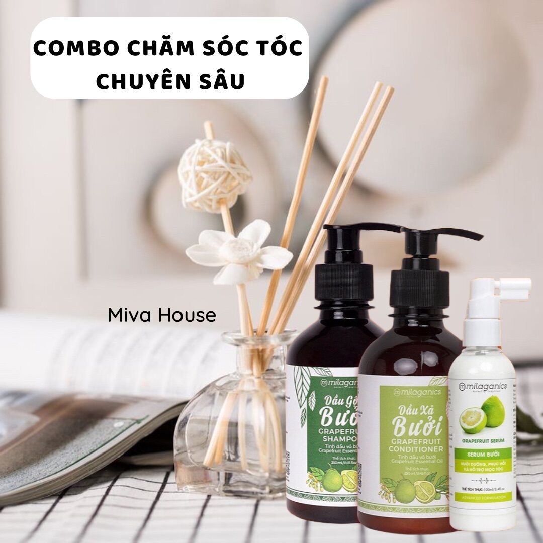Dầu gội bưởi Milaganics ngăn rụng tóc kích thích mọc tóc