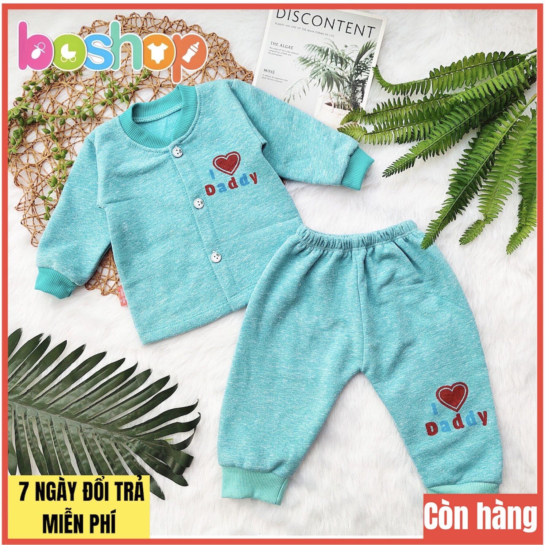 Bộ quần áo nỉ bông cho bé từ 3-10kg