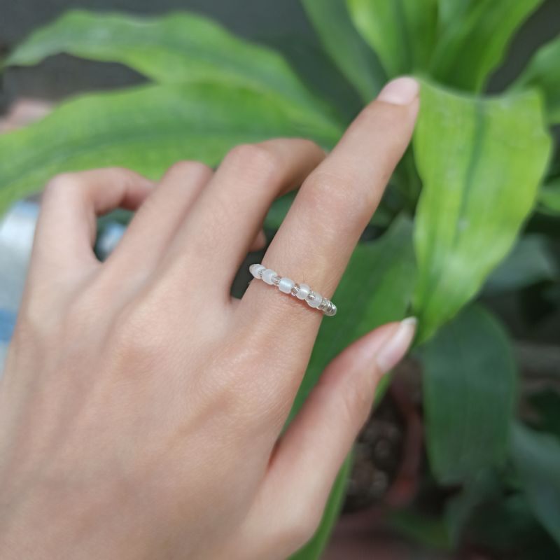 Nhẫn kết hoa hạt cườm mờ cao cấp nhiều mẫu