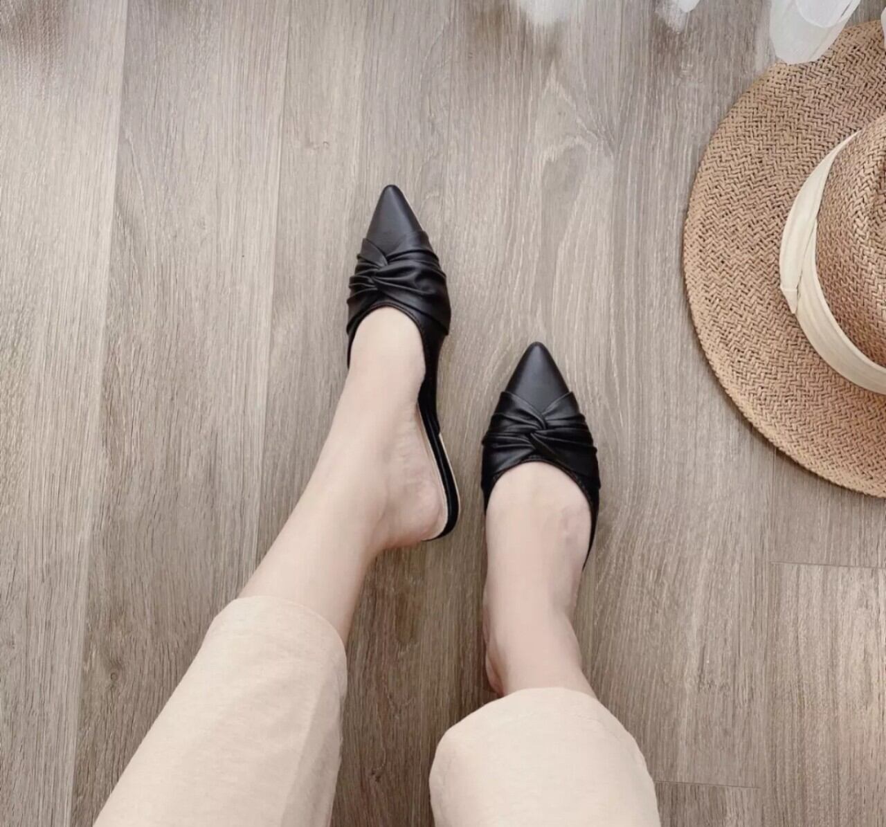 Dép sục da nơ xoắn ms02
