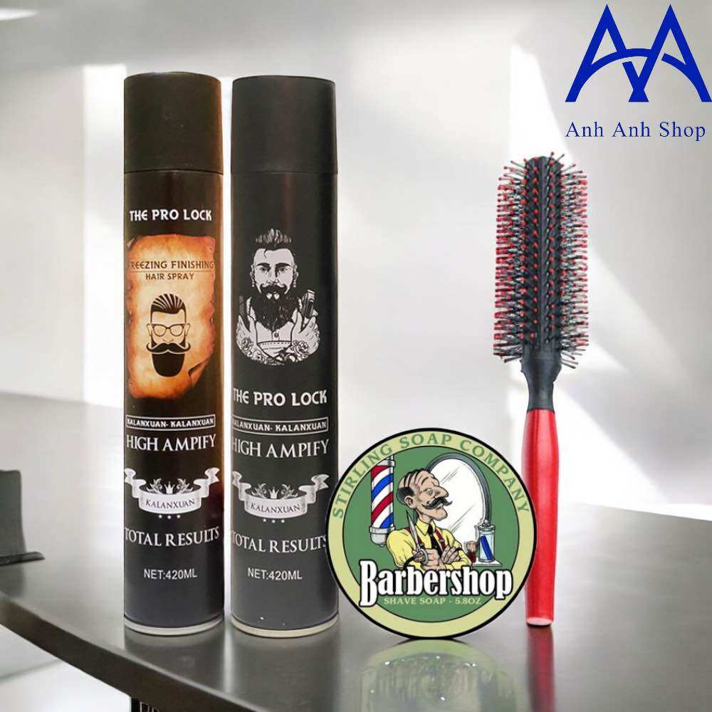 Combo Sáp vuốt tóc Barbershop Shave Soap 100gr tặng gôm xịt tóc và lược tạo phồng tóc