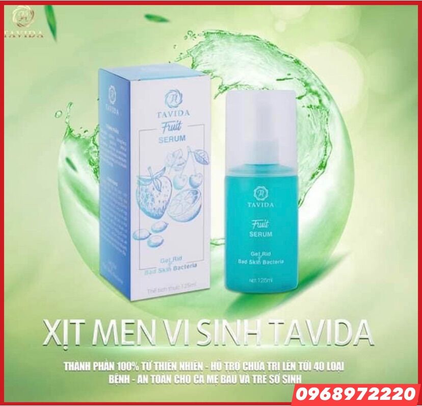SERUM TRÁI CÂY - MEN VI SINH TAVIDA DẠNG XỊT 125ML DỨT ĐIỂM MỤN LƯNG VIÊM NANG LÔNG MẨN NGỨA HĂM TẢ