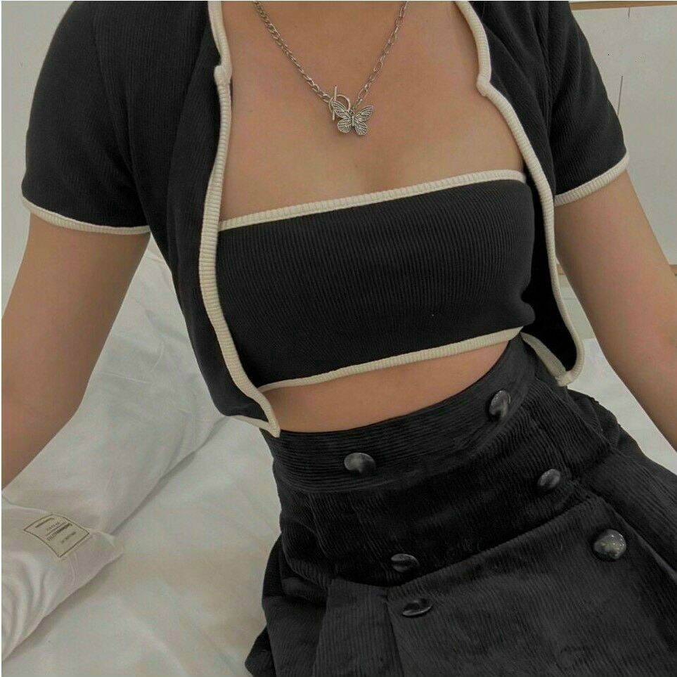 [HCM]ÁO CROPTOP ĐÔI KÈM LÓT