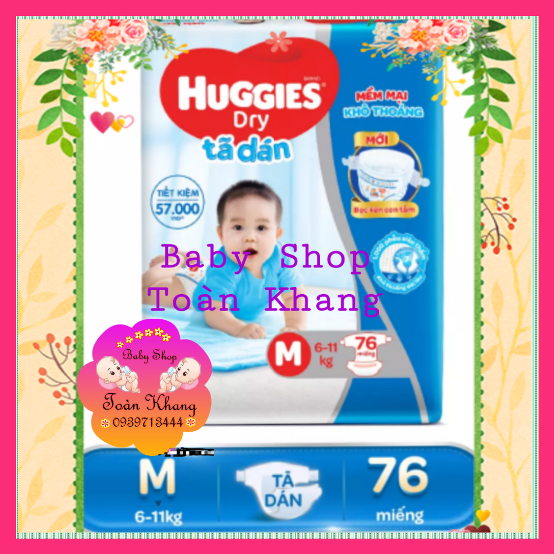 Tã dán Huggies bọc kén con tằm size M76 miếng