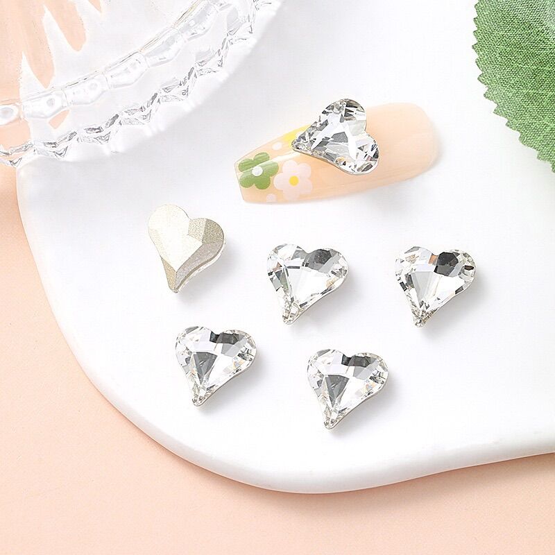 Set 10viên đá khối hình trái tim làm nail siêu sáng