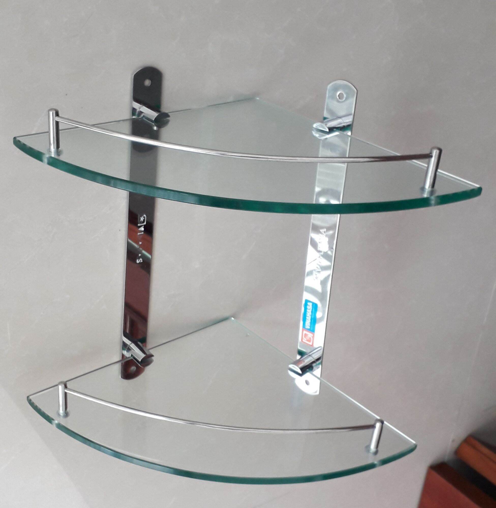 Kệ kính treo tường phòng tắm góc, thẳng 1 tầng và 2 tầng thương hiệu VINAHASA