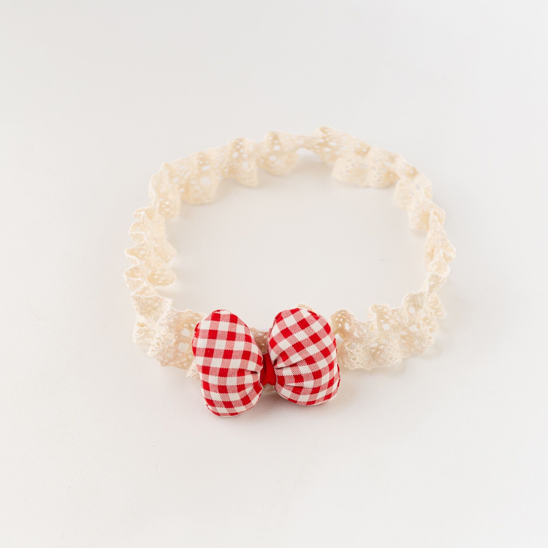 Dây ren cài tóc, turban nơ đỏ cho bé gái