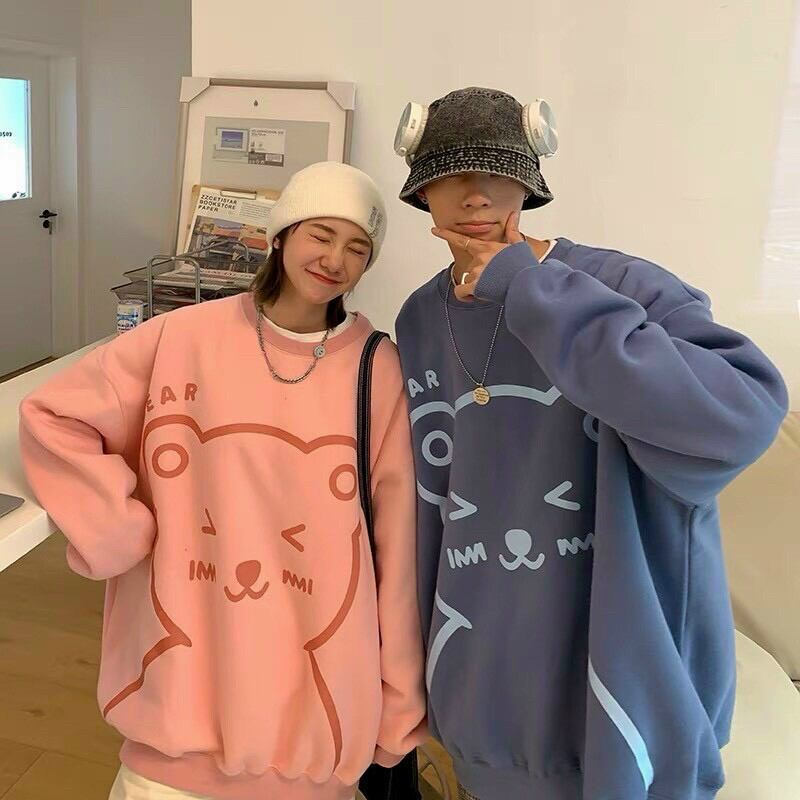 Áo sweater chui đầu unisex vải nỉ