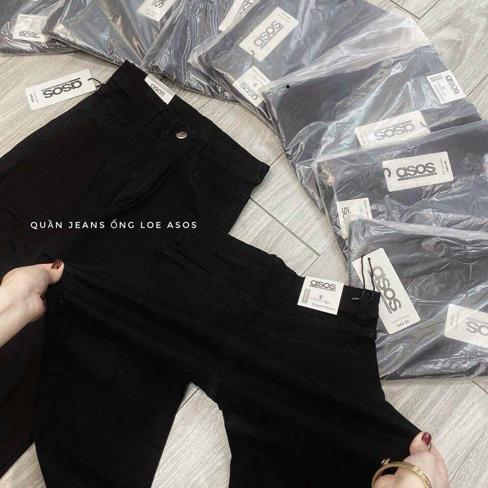 Quần jean ống loe xẻ gấu dáng dài