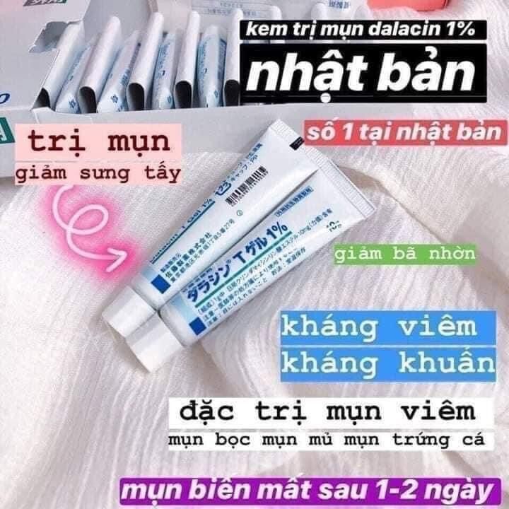 ANTI Của mụn Dalacin T gel 1% nội địa nhật. 👉 Ai đang ngày đêm đau đầu vì mụn bọc, mụn sưng, hay có thói quen nặn mụn,... thì thử qua loại này đi ạ. Kem chấm mụn được dùng rất nhiều trong các clinic tại Nhật, tác dụng không ngờ đó ạ.
