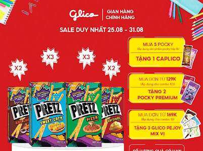 Combo 10 hộp bánh que nướng giòn 4 vị glico pretz