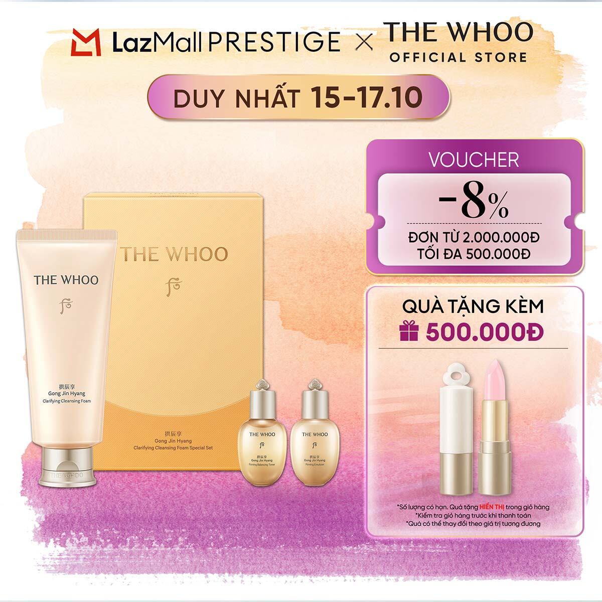 [THE WHOO OFFICIAL] Sữa rửa mặt dưỡng ẩm The history of Whoo Gongjinhyang Facial Foam Cleanser 180ml