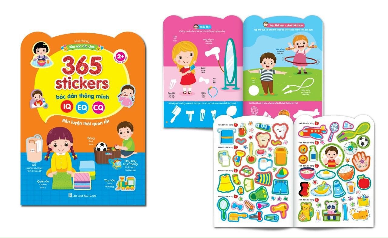 combo 6 tập 365 sticker bóc dán thông minh cho bé