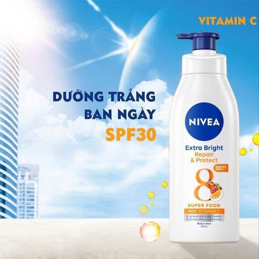 sữa dưỡng thể Nivea trắng da toàn thân chai vòi ban ngày chai vòi 350ml