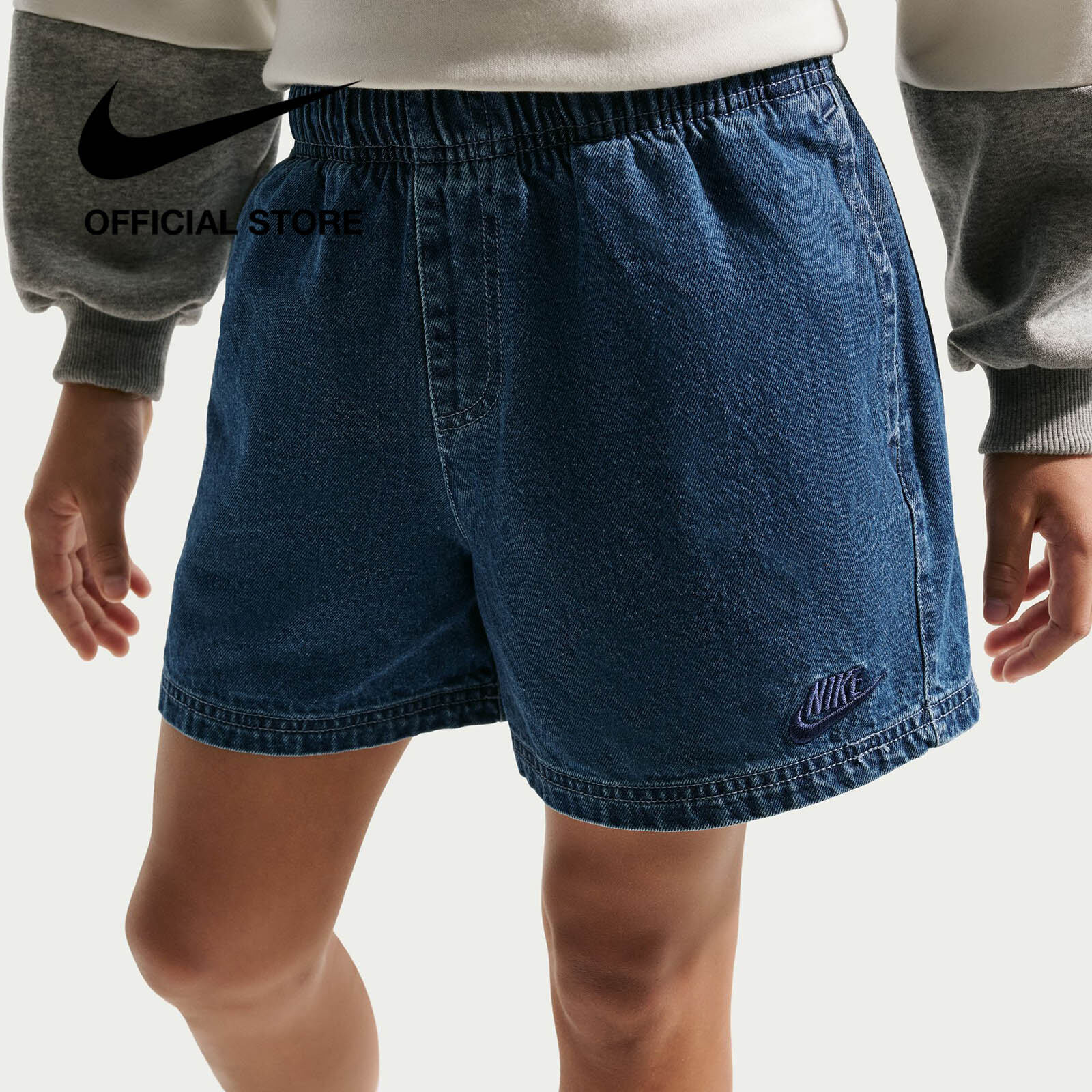 [VOUCHER ĐẾN 42% + MUA 2 GIẢM 5%] Quần short Trẻ em Nike Sportswear Collection Big Kids' Denim Shorts - MYSTIC NAVY
