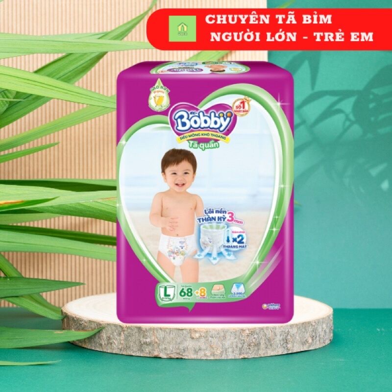 🏪HCM 🎊TẶNG 8 MIẾNG 👉 Tã / Bỉm quần Bobby gạo non đệm lưng siêu mỏng M76 +8 👉 L68 +2 👉 XL62 +8 👉 XXL56 +8 (Mẫu mới )