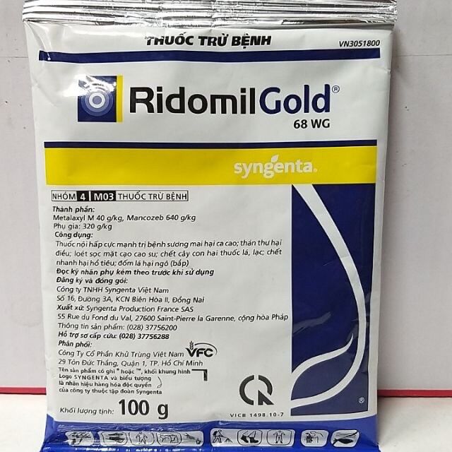 Thuoc trừ bệnh ridomil gold 68wg 100g