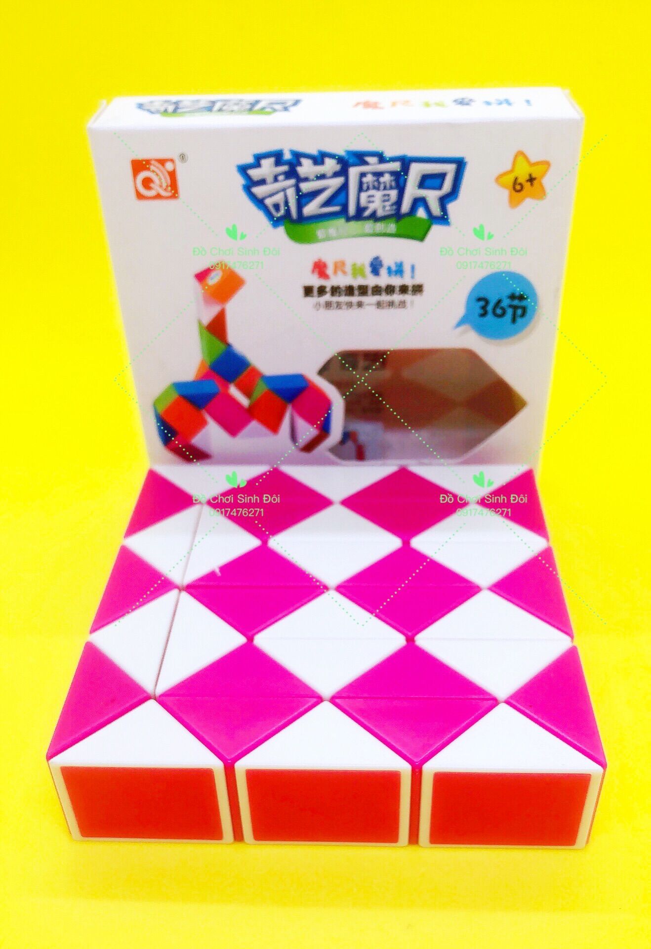 Rubik rắn 36 khúc -màu hồng