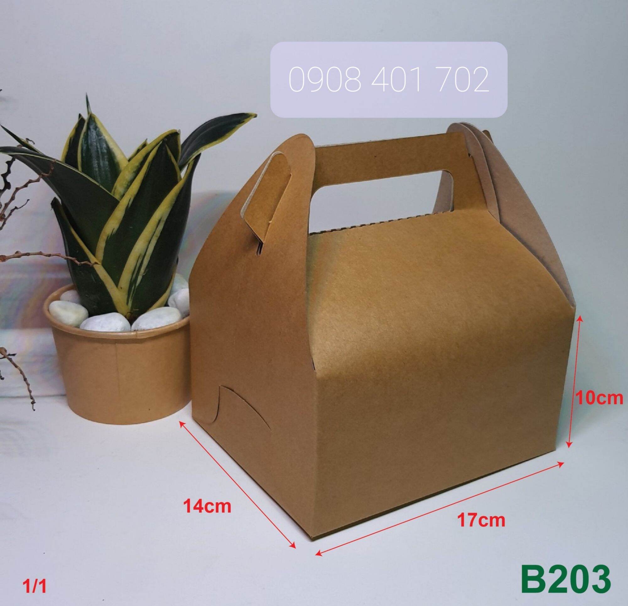 [ set 100 ] Hộp giấy kraft có quai xách