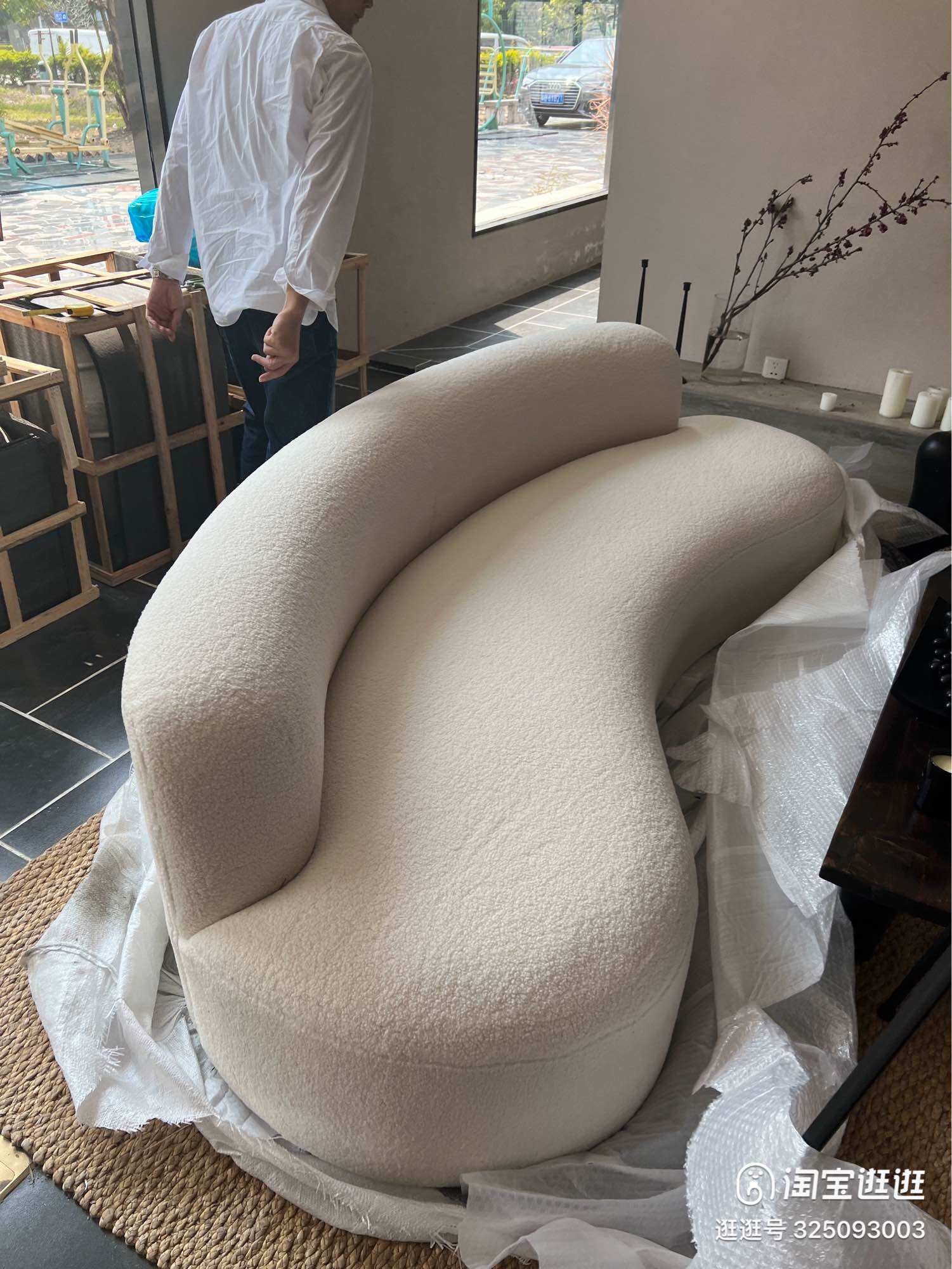 Sofa Băng Cong Vải Lông Cừu cao cấp