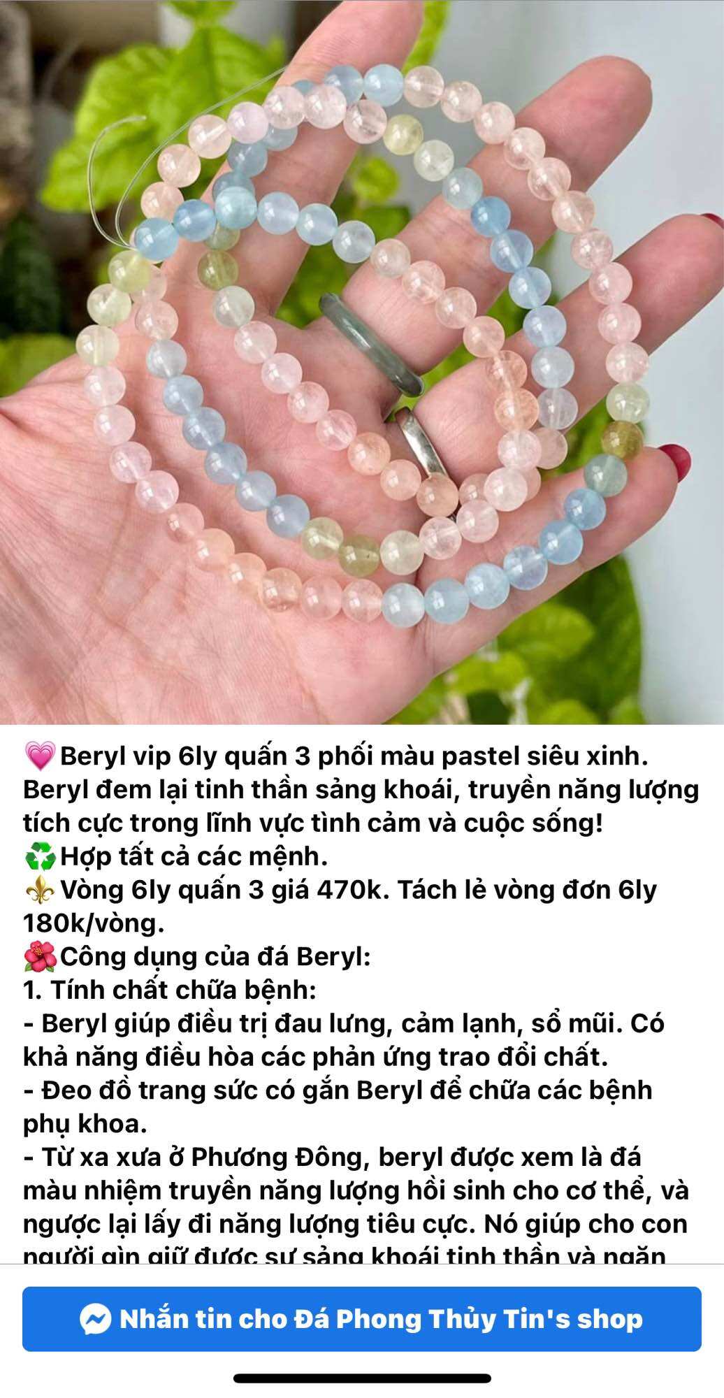 Vòng tay beryl vip 6ly quấn 3