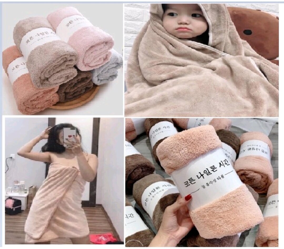 Khăn Tắm Hàn Quốc Màu Trơn Size Lớn 70cmx140cm