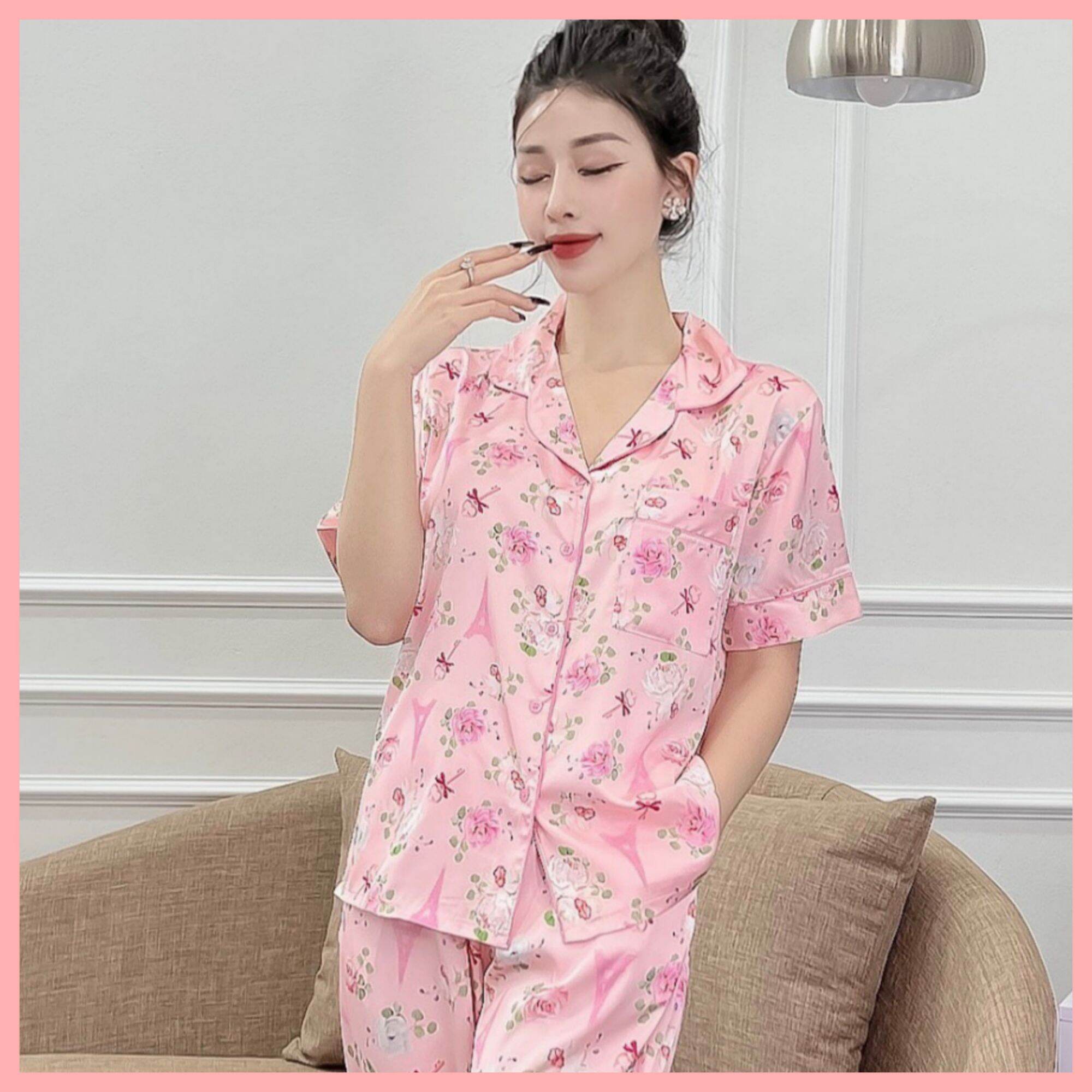 Bộ Lụa Mặc Nhà Pijama Nữ Lụa Tơ Tằm Cao Cấp Mẫu Mới Hàng Có Đủ Size