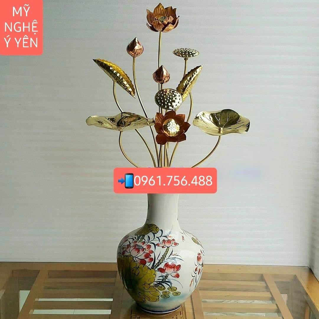 Bó hoa sen đồng vàng 10 cành kiểu