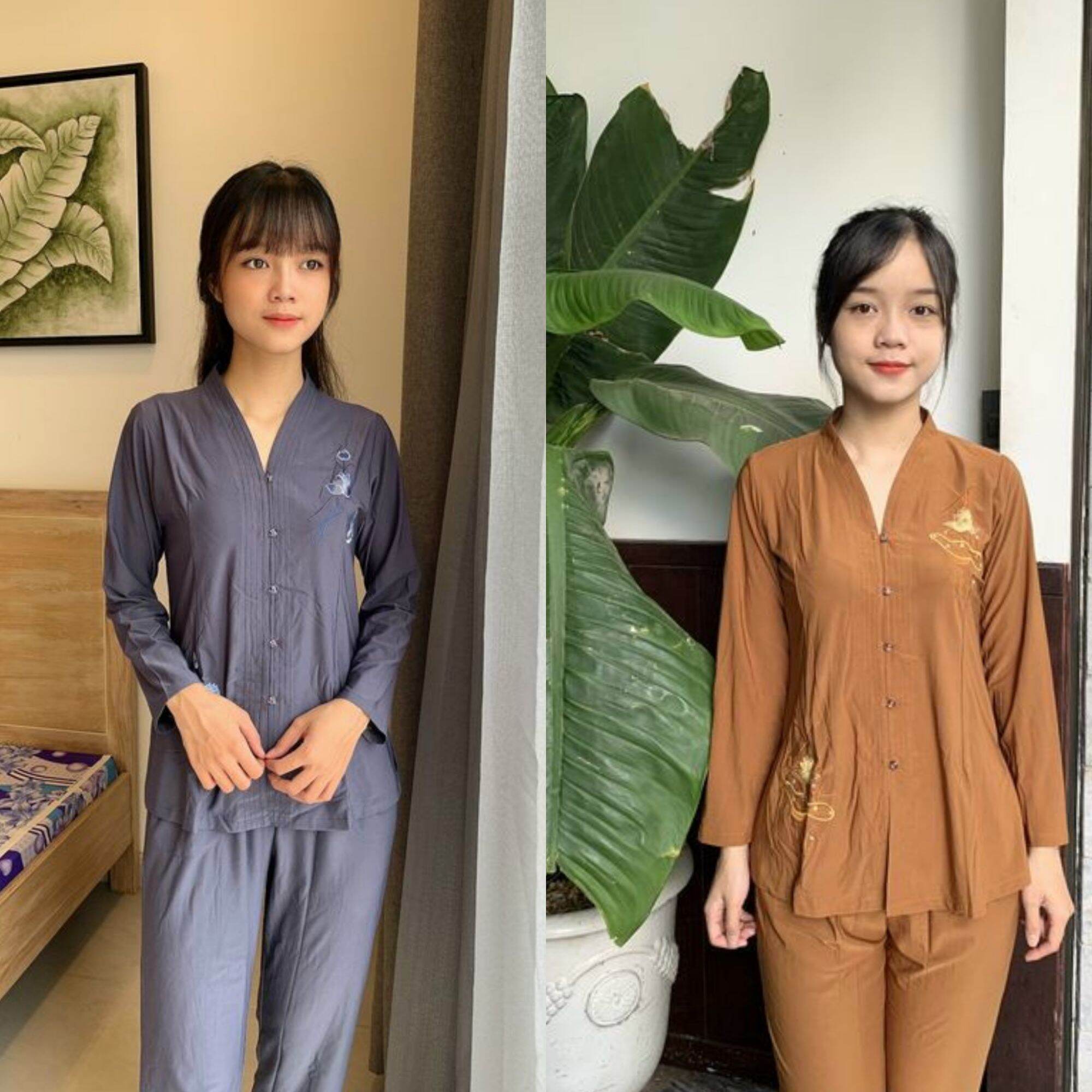 ĐỒ LAM ĐI CHÙA MẪU NỮ BA LAI VẢI THUN TRUYỀN THỐNG