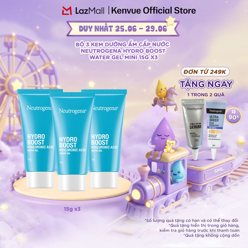 Combo 3 Kem dưỡng ẩm cấp nước Neutrogena® Hydro Boost Hyaluronic Acid Water Gel Mini 15gx3
