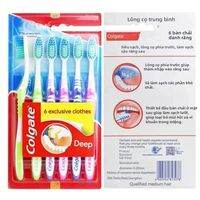 Colgate | Bộ 6 Bàn Chải Đánh Răng Colgate Lông Mềm Trung Bình Dành Cho Nam Và Nữ, Bộ Du Lịch, Gia Đình, Cặp Đôi, Làm Sạch Răng