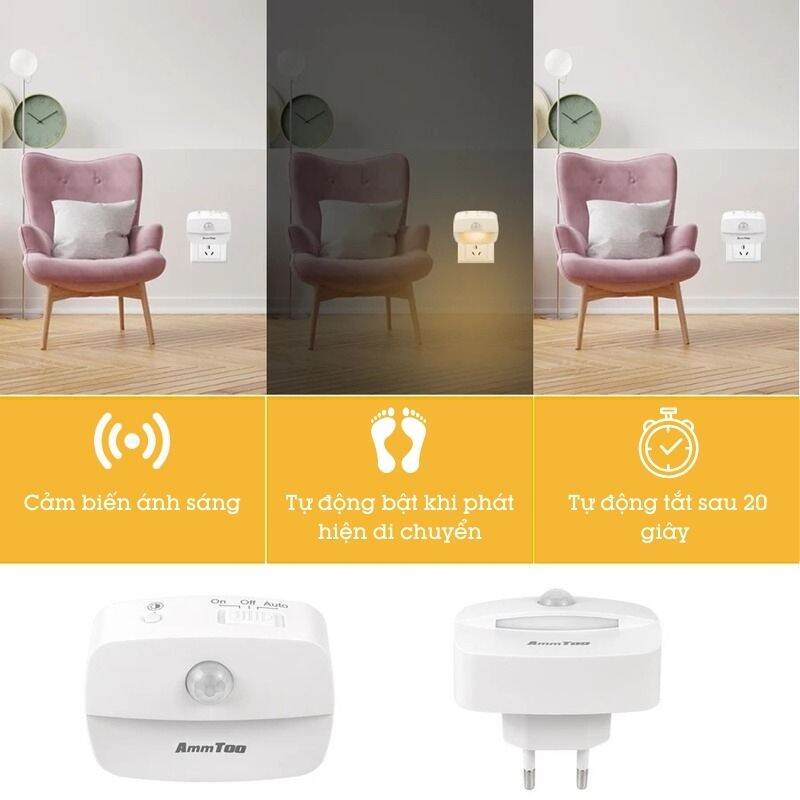 Đèn Ngủ Cảm Ứng Thông Minh Tiết Kiệm Điện ZN07. 