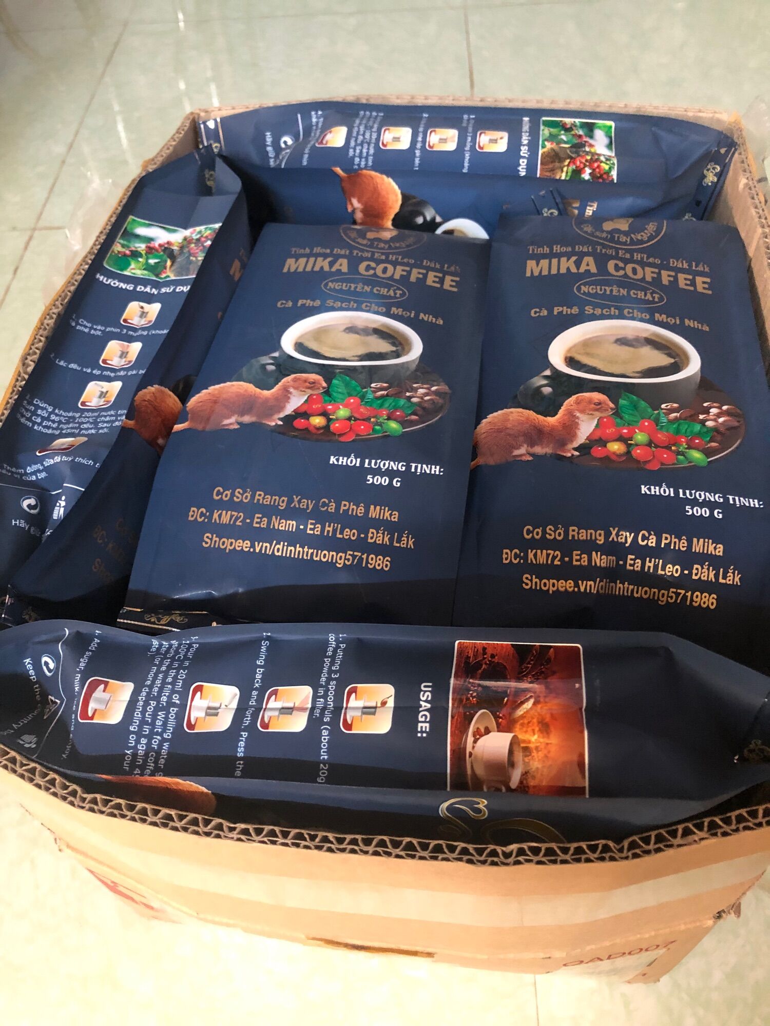 Cafe hạt nguyên chất robusta+arabica 1kg