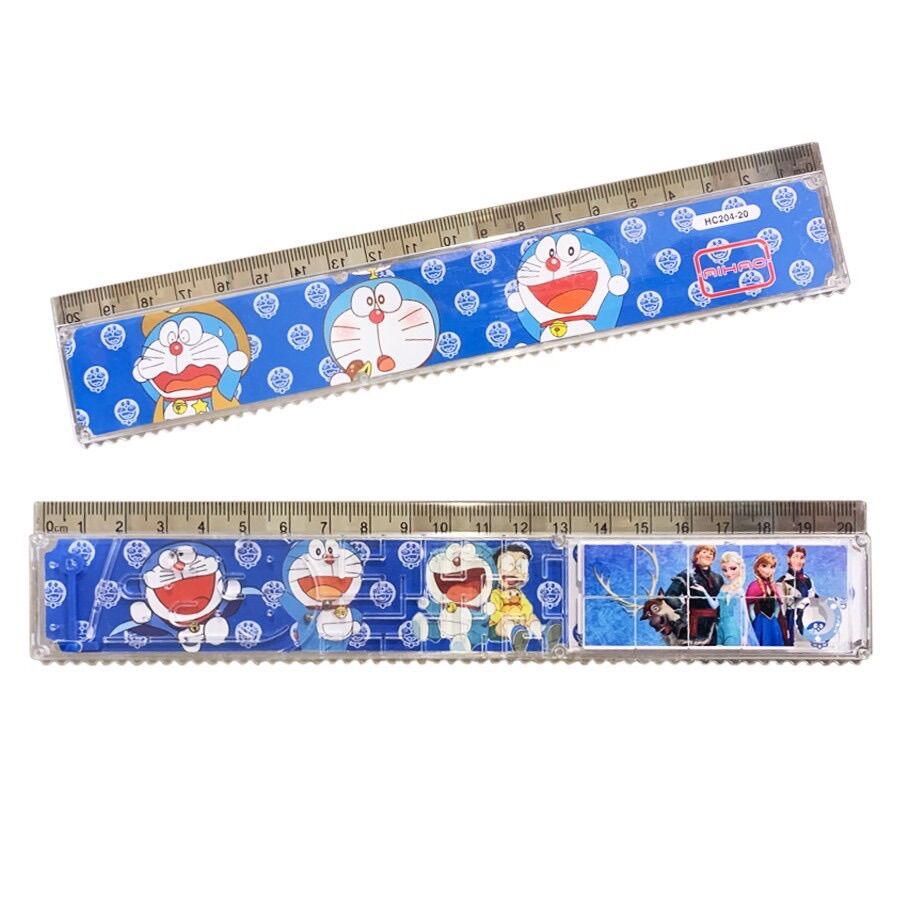 Thước kẻ kèm trò chơi xếp hình và bắn bi (dài 20cm)