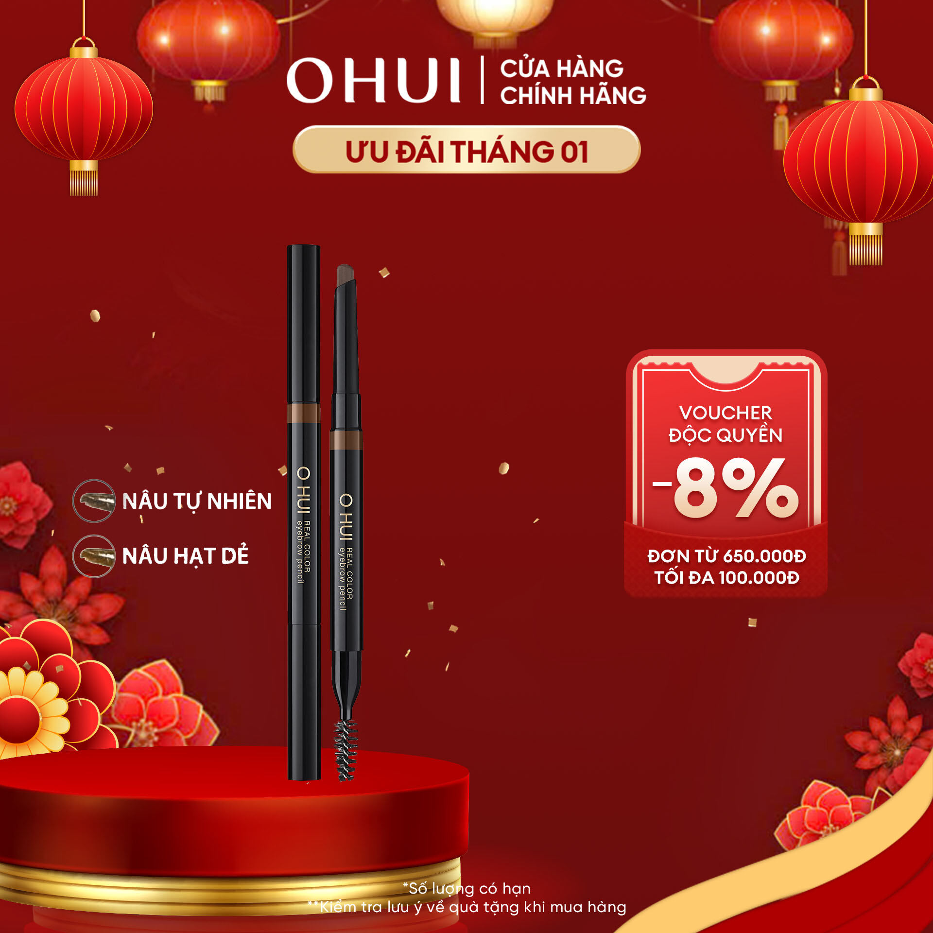 Chì kẻ chân mày OHUI Real Color Eyebrow Pencil 0.36g