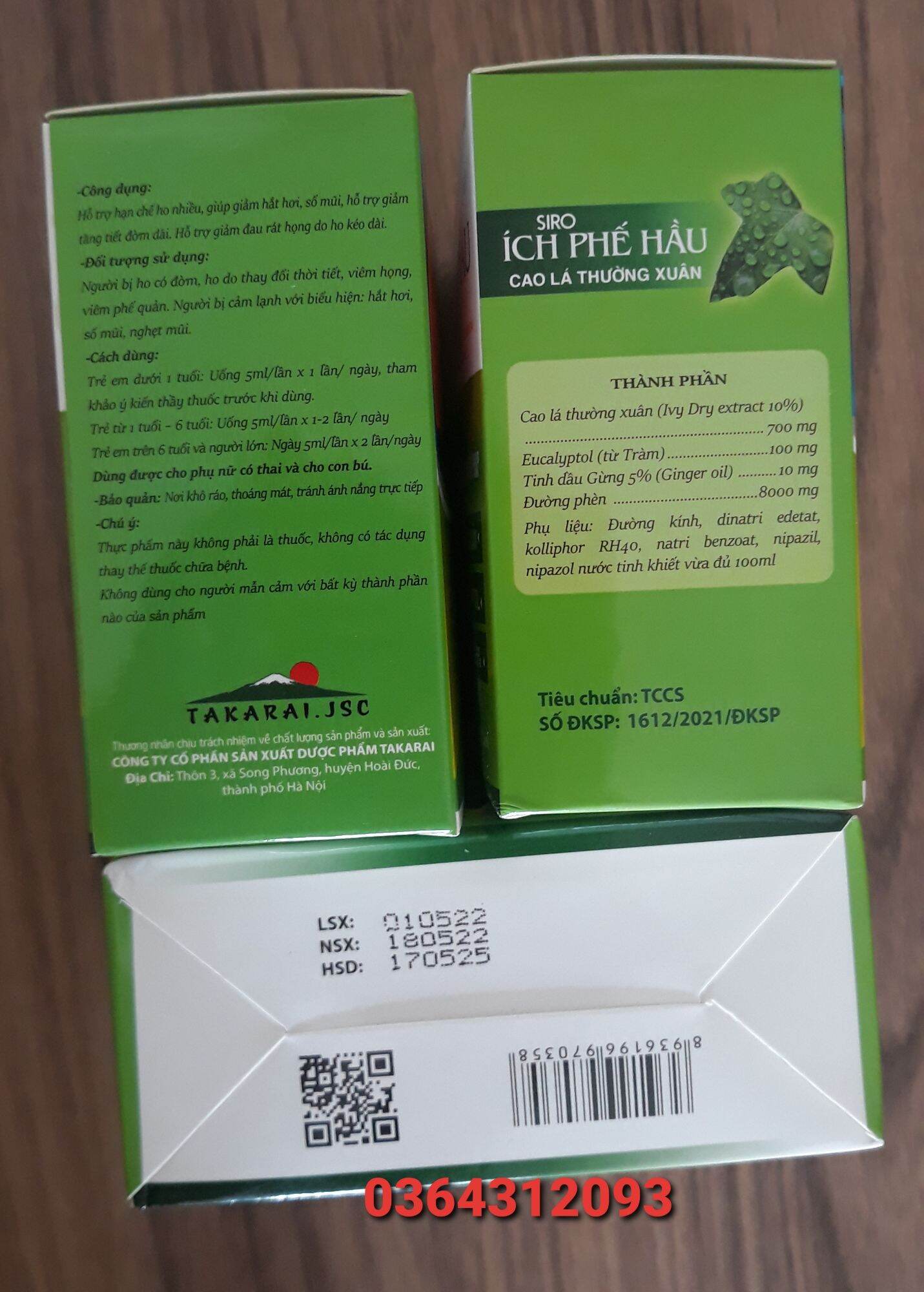 ÍCH PHẾ HẦU - Siro ho bổ phổi (30 gói x 5ml)