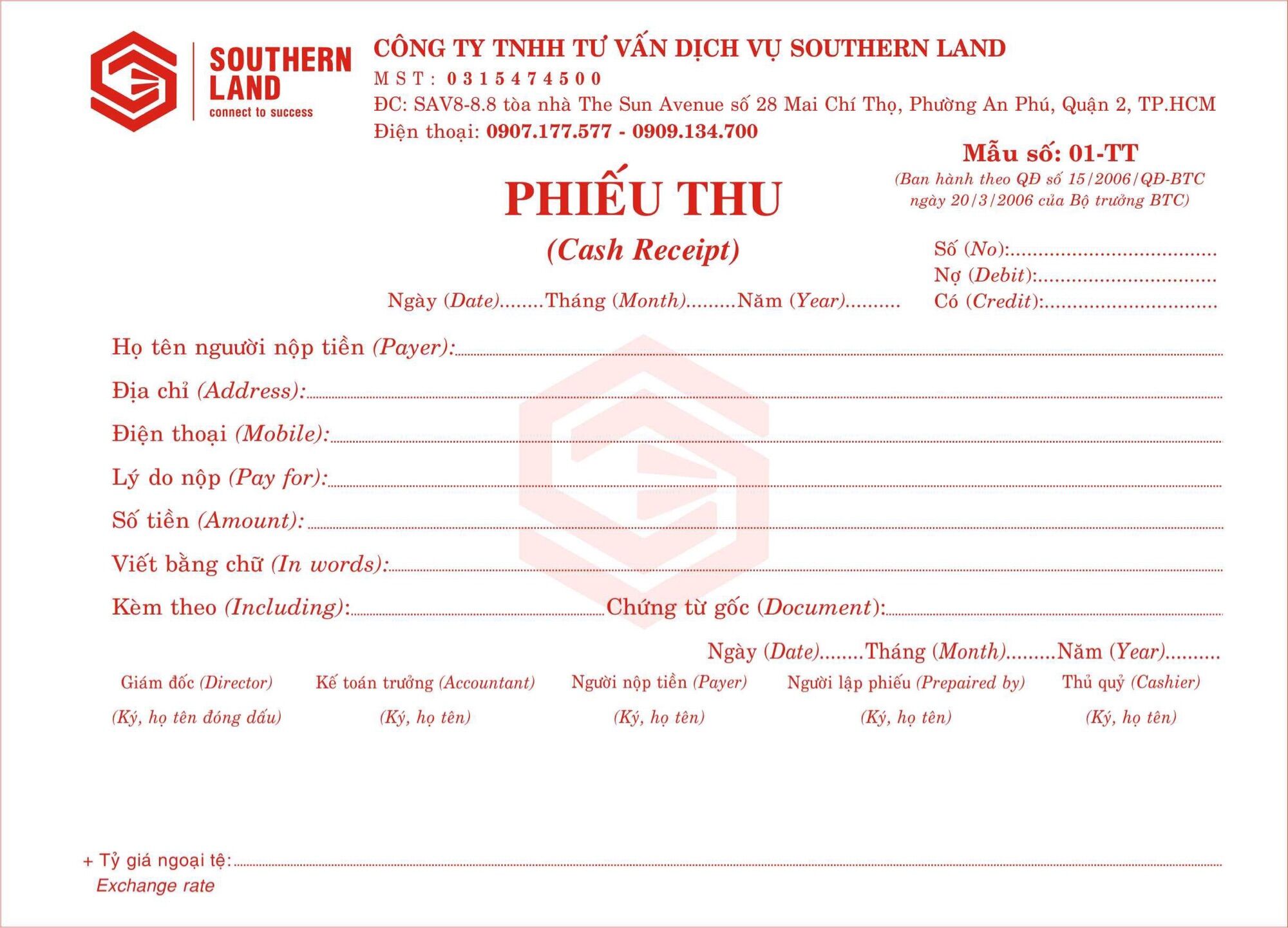 Biên nhận in theo yêu cầu 5 cuốn