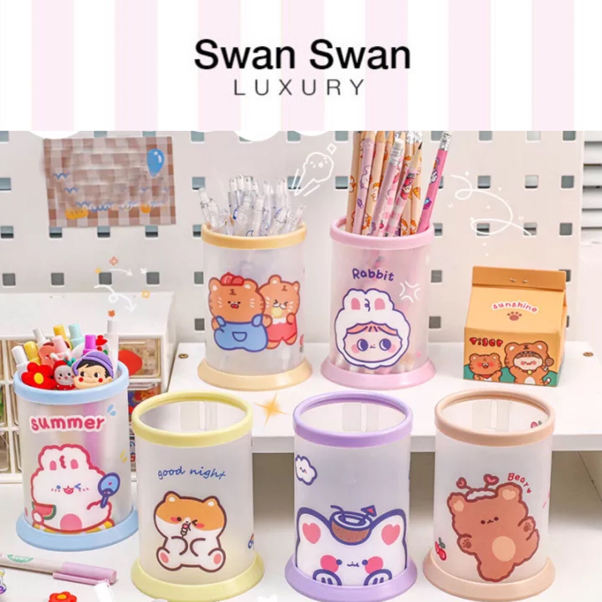 Lọ cắm bút gấu thỏ cute